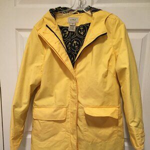 Vintage L.L. Bean Lined Rain Jacket Women's Size Medium Yellow Hooded Full Zip O
